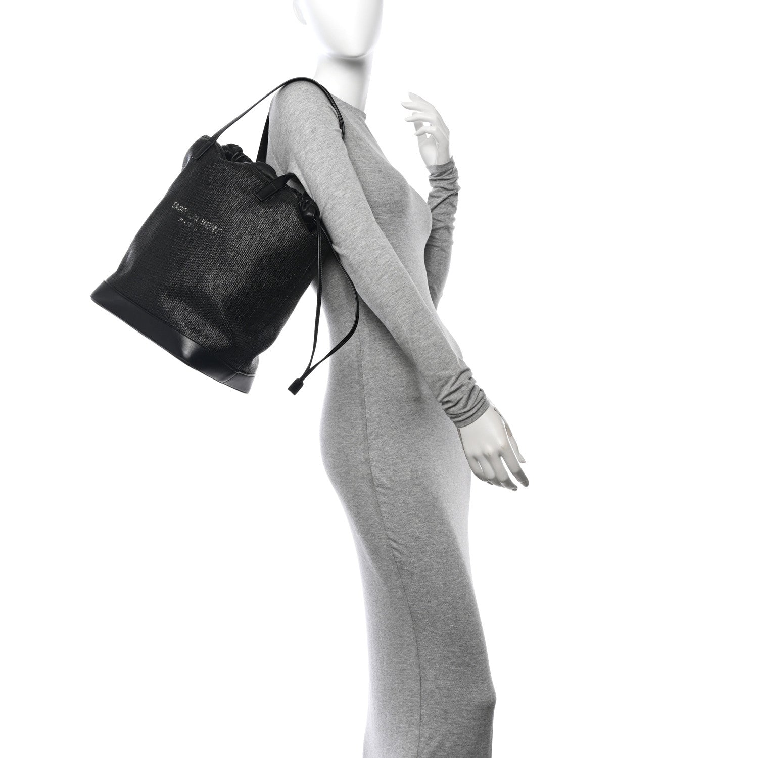 Linen Canvas Teddy Shopping Bag Black