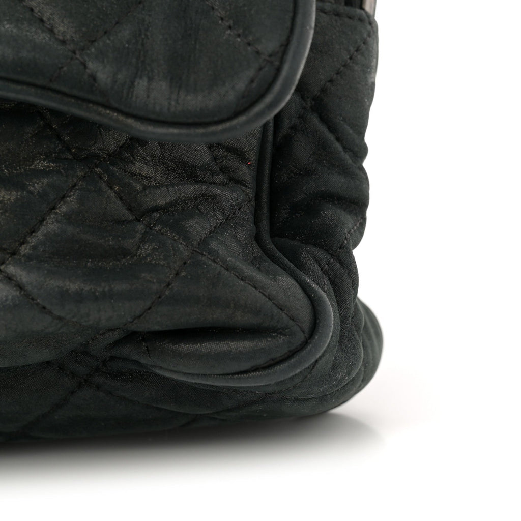 Iridescent Calfskin Quilted Large Shiva Flap Black