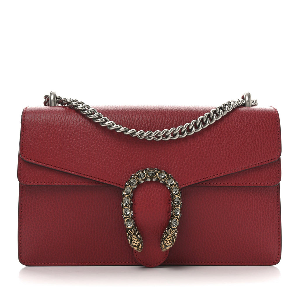 Dollar Calfskin Swarovski Crystal Small Dionysus Shoulder Bag Hibiscus Red