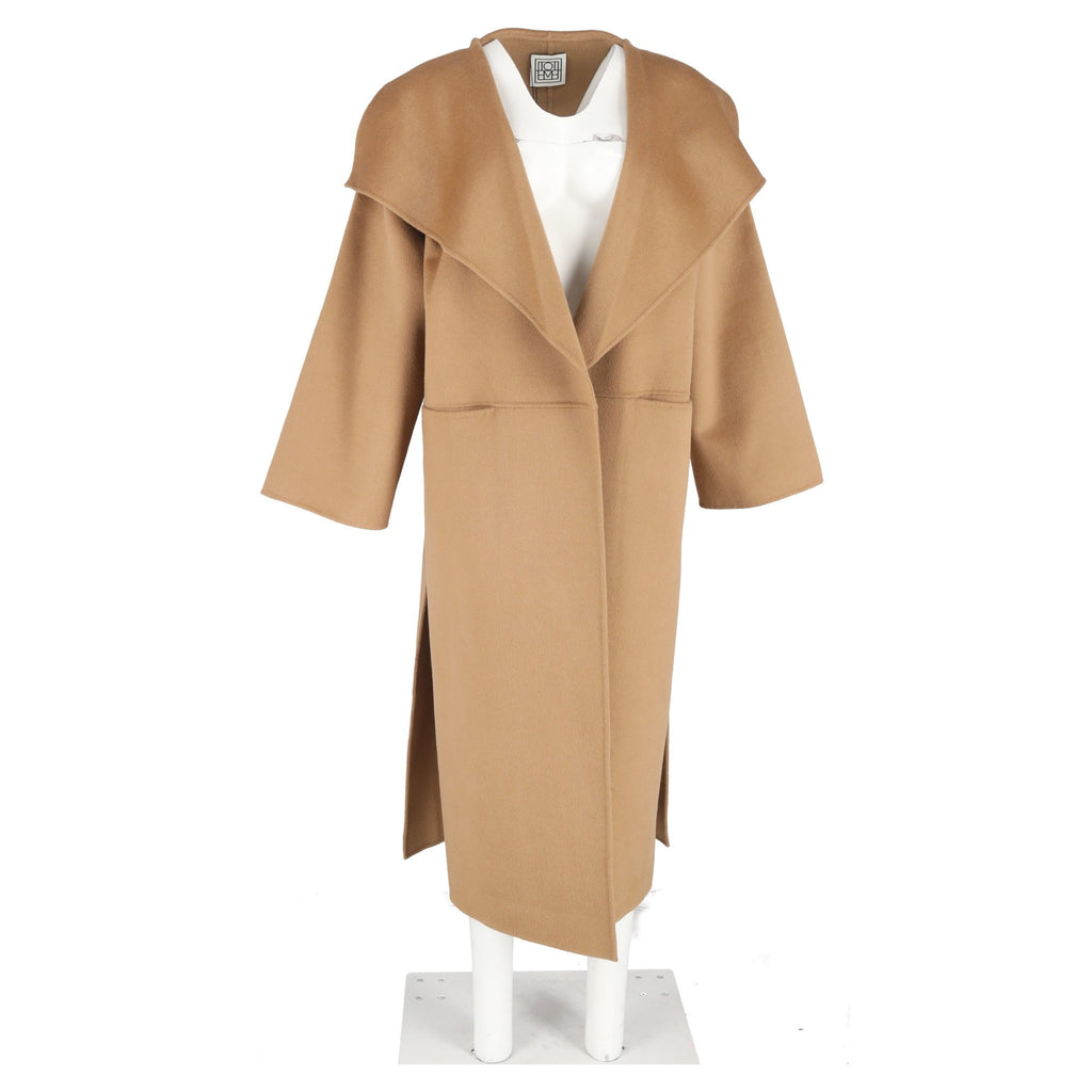 Totême Signature Shawl Coat in Brown Wool
