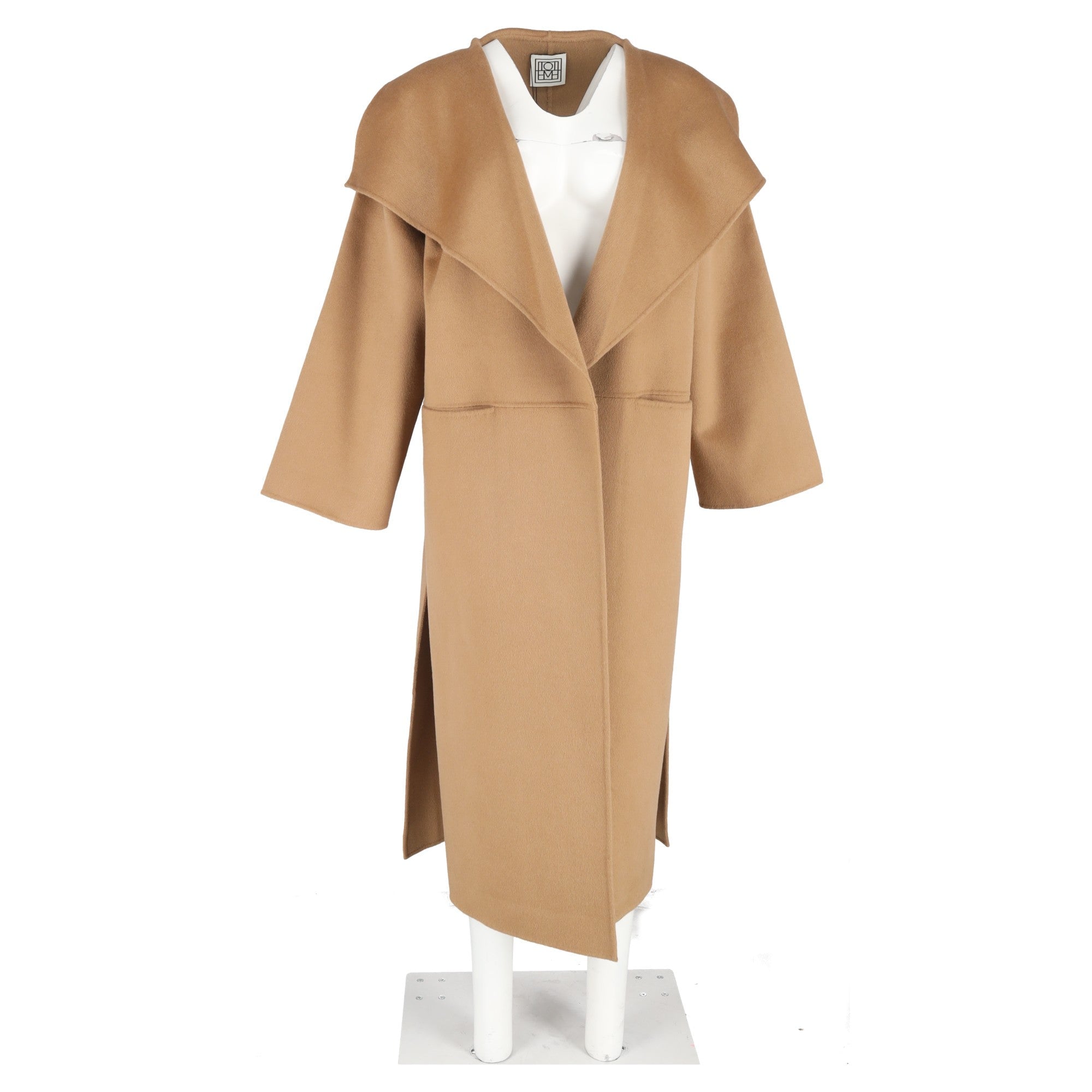 Totême Signature Shawl Coat in Brown Wool