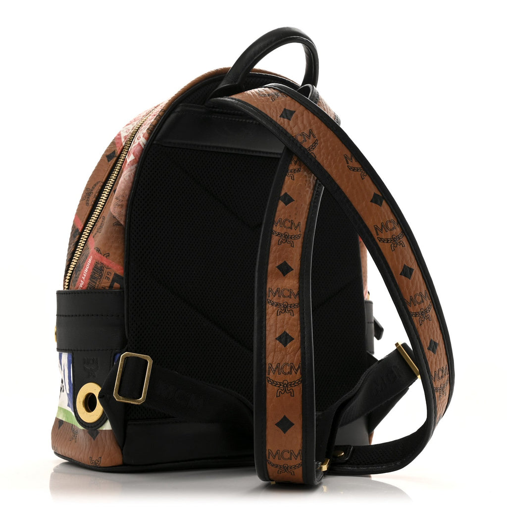 Visetos Flight Print Small Stark Backpack Cognac
