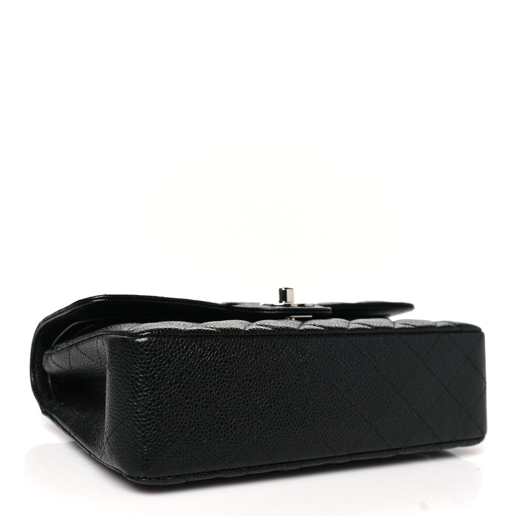 Caviar Quilted Small Double Flap Black