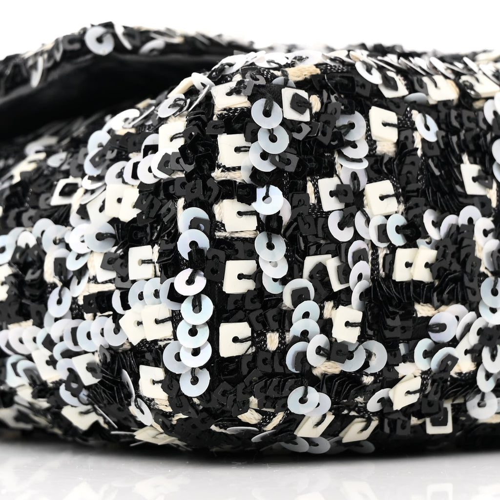 Sequin Lambskin Mini Flap Silver Black