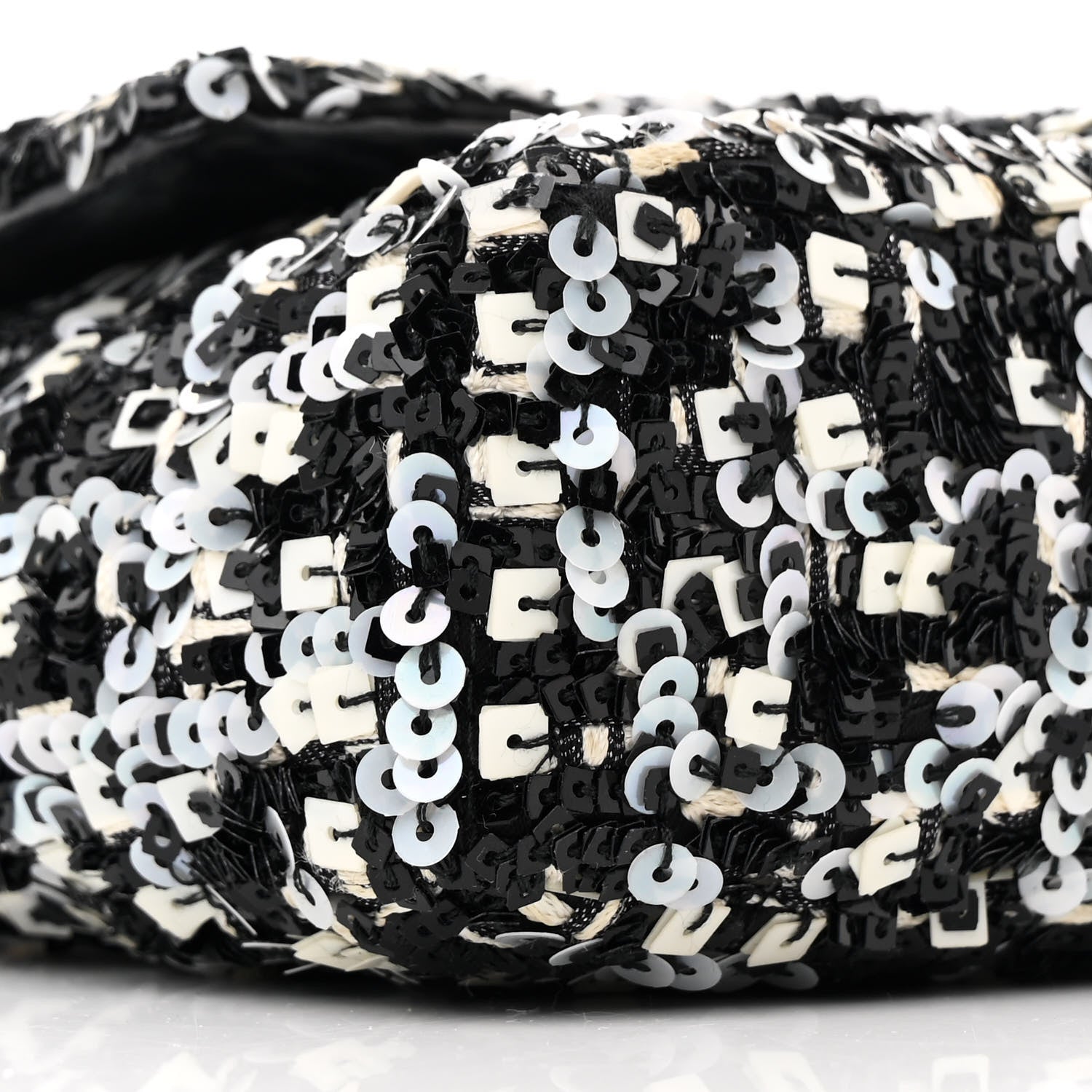 Sequin Lambskin Mini Flap Silver Black