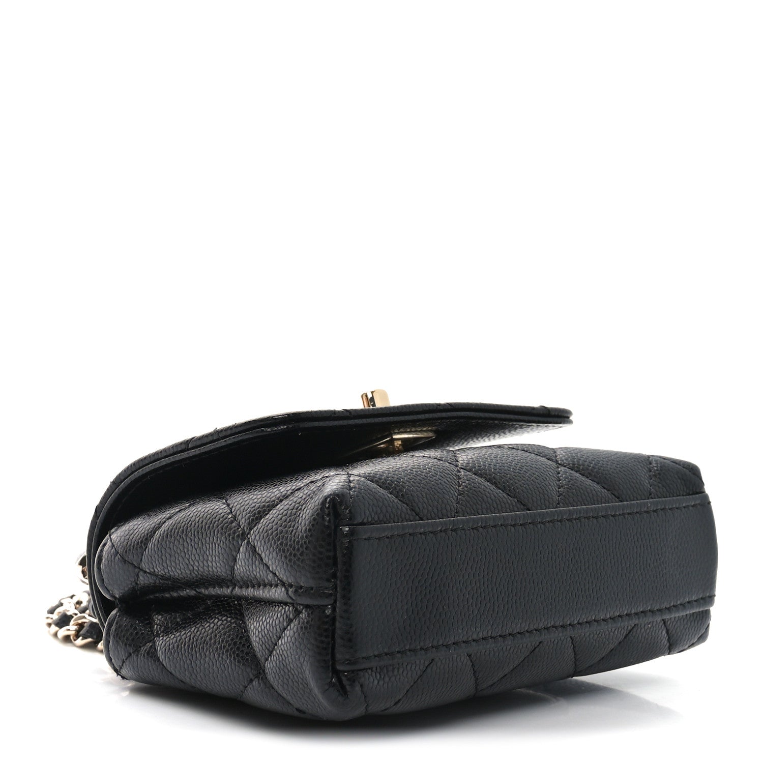 Caviar Quilted Nano Coco Handle Clutch With Chain Black