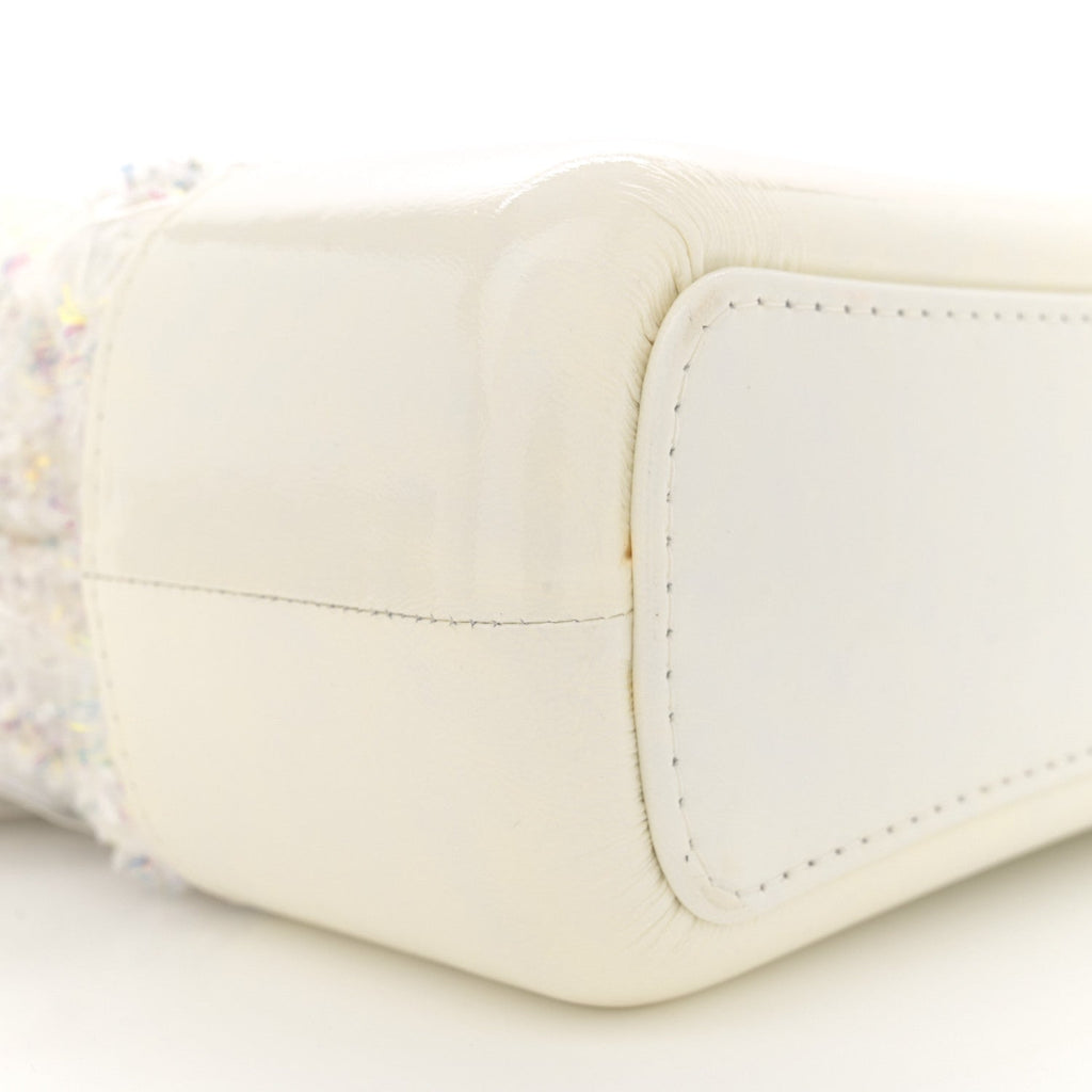 Tweed PVC Patent Chevron Quilted Medium Gabrielle Hobo White