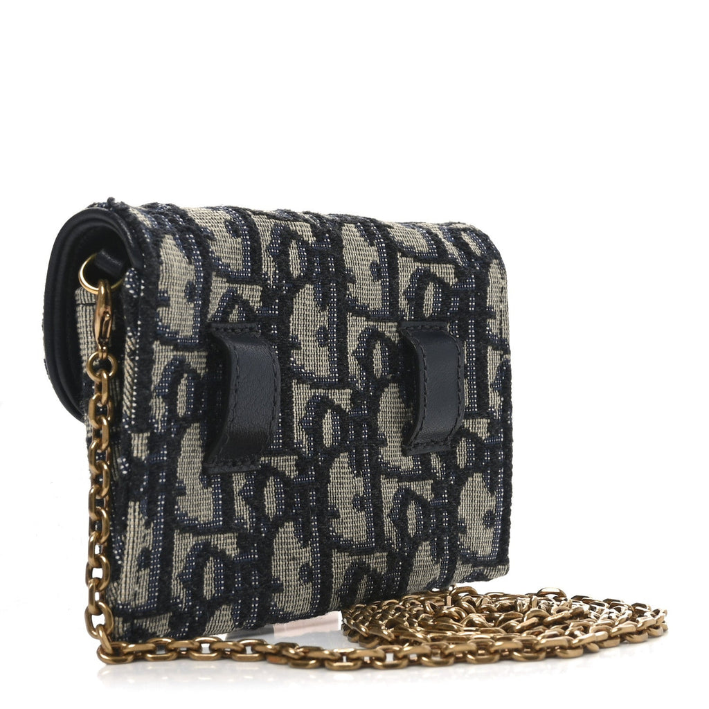 Oblique Nano Saddle Chain Pouch Blue