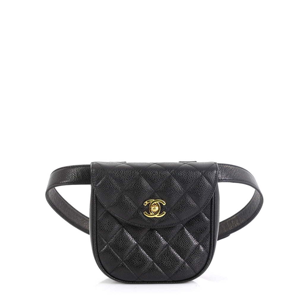 Vintage Flap Belt Bag Quilted Caviar Mini