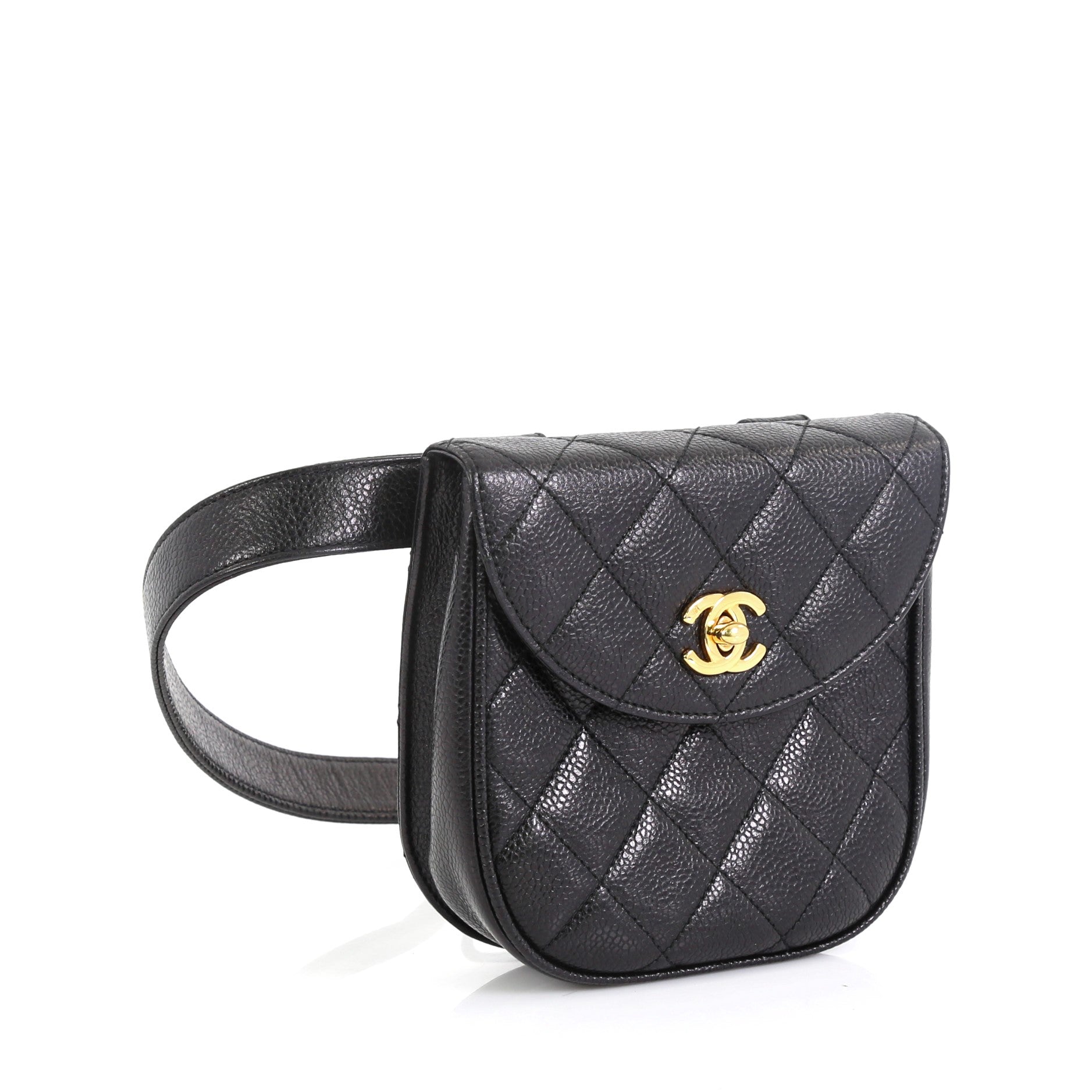 Vintage Flap Belt Bag Quilted Caviar Mini