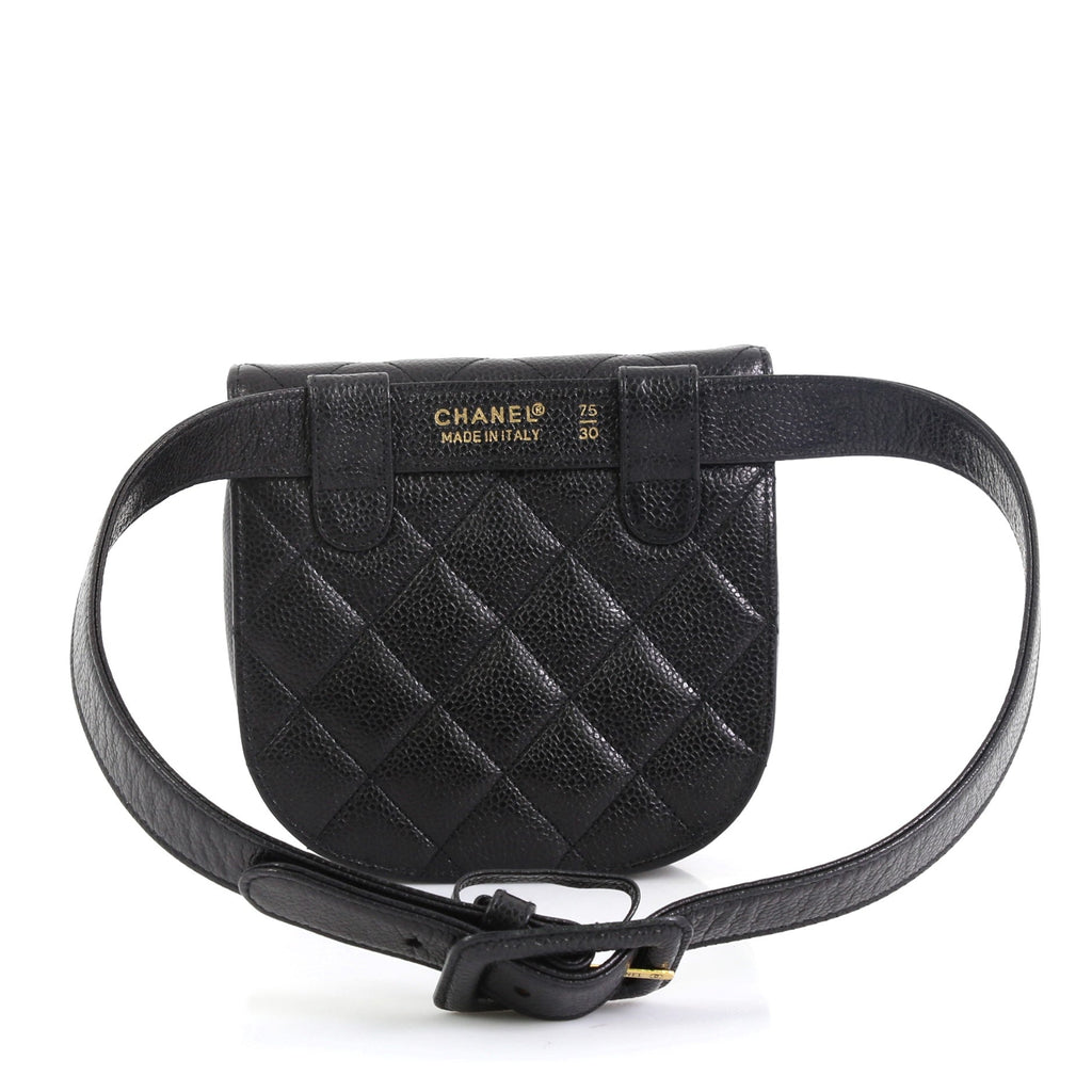 Vintage Flap Belt Bag Quilted Caviar Mini