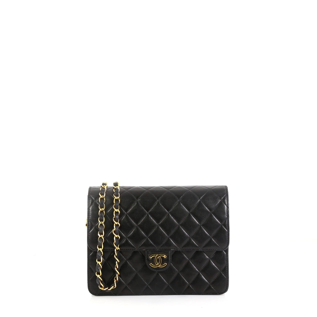 Vintage Clutch with Chain Quilted Leather Small
