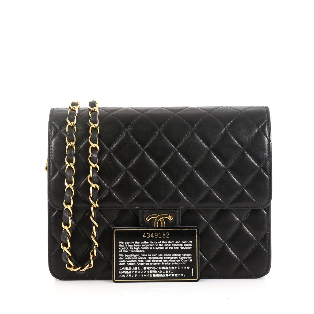 Vintage Clutch with Chain Quilted Leather Small