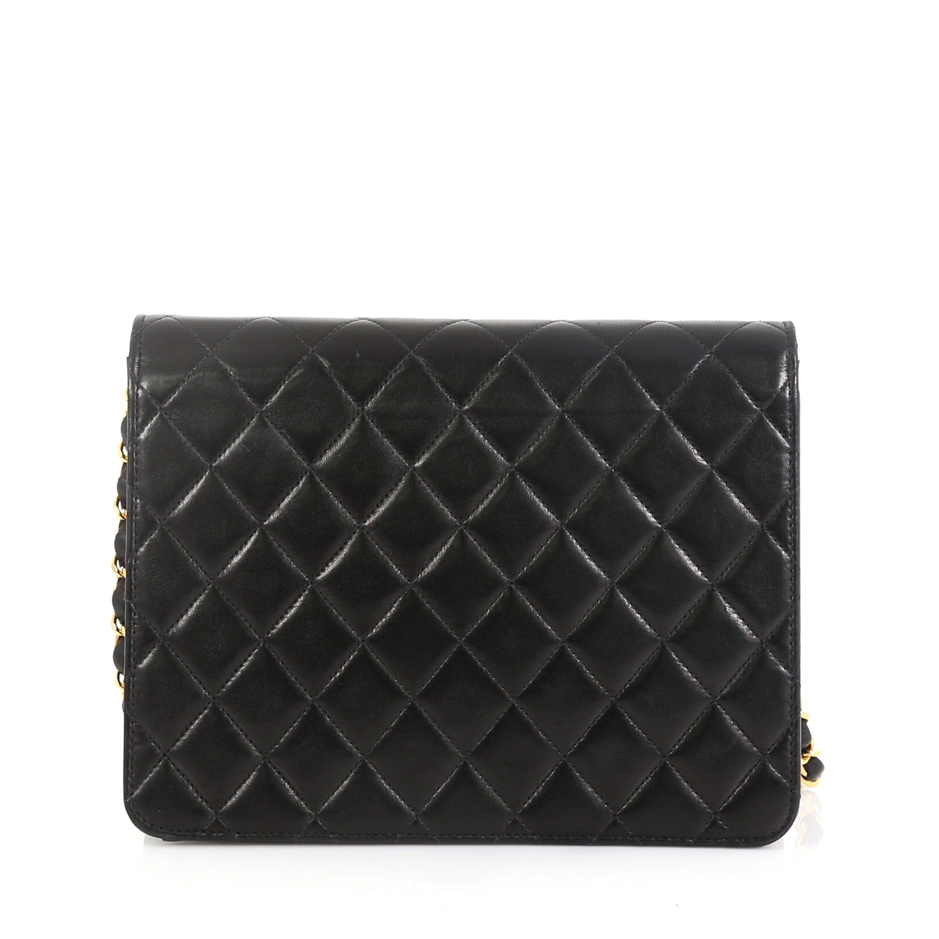 Vintage Clutch with Chain Quilted Leather Small