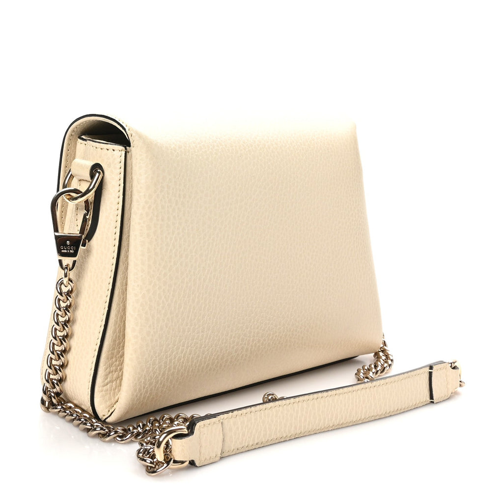 Dollar Calfskin Interlocking G Crossbody Bag Mystic White