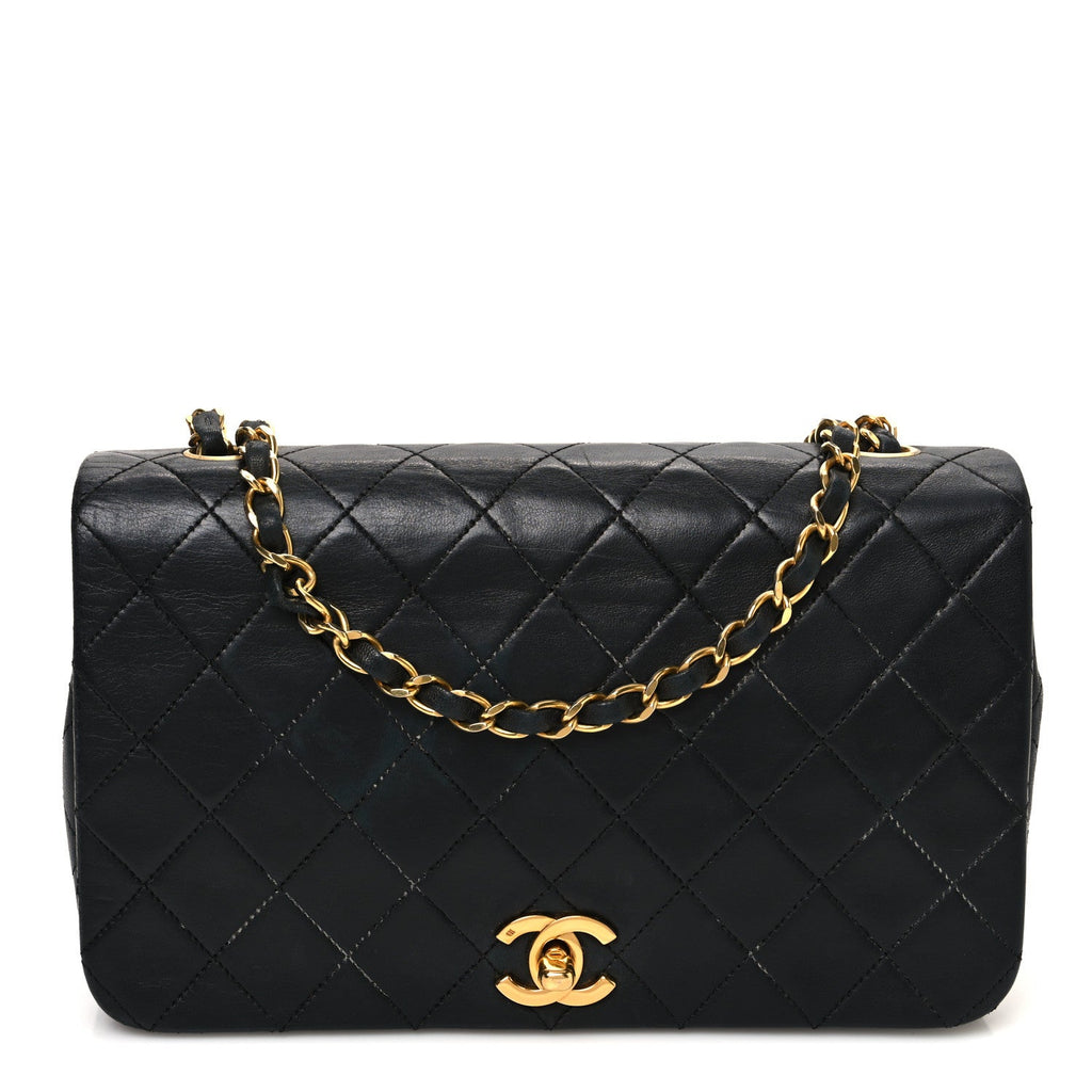 Lambskin Quilted Small Single Flap Black