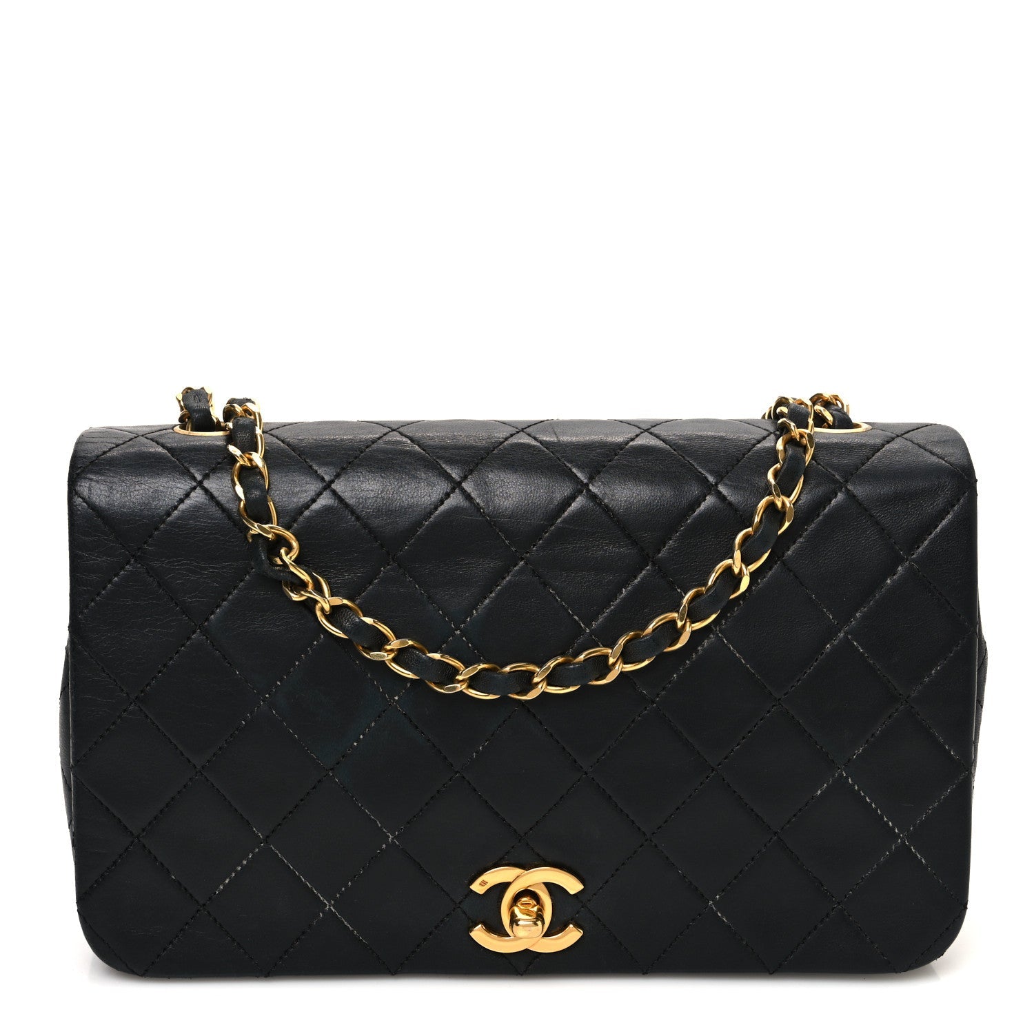 Lambskin Quilted Small Single Flap Black