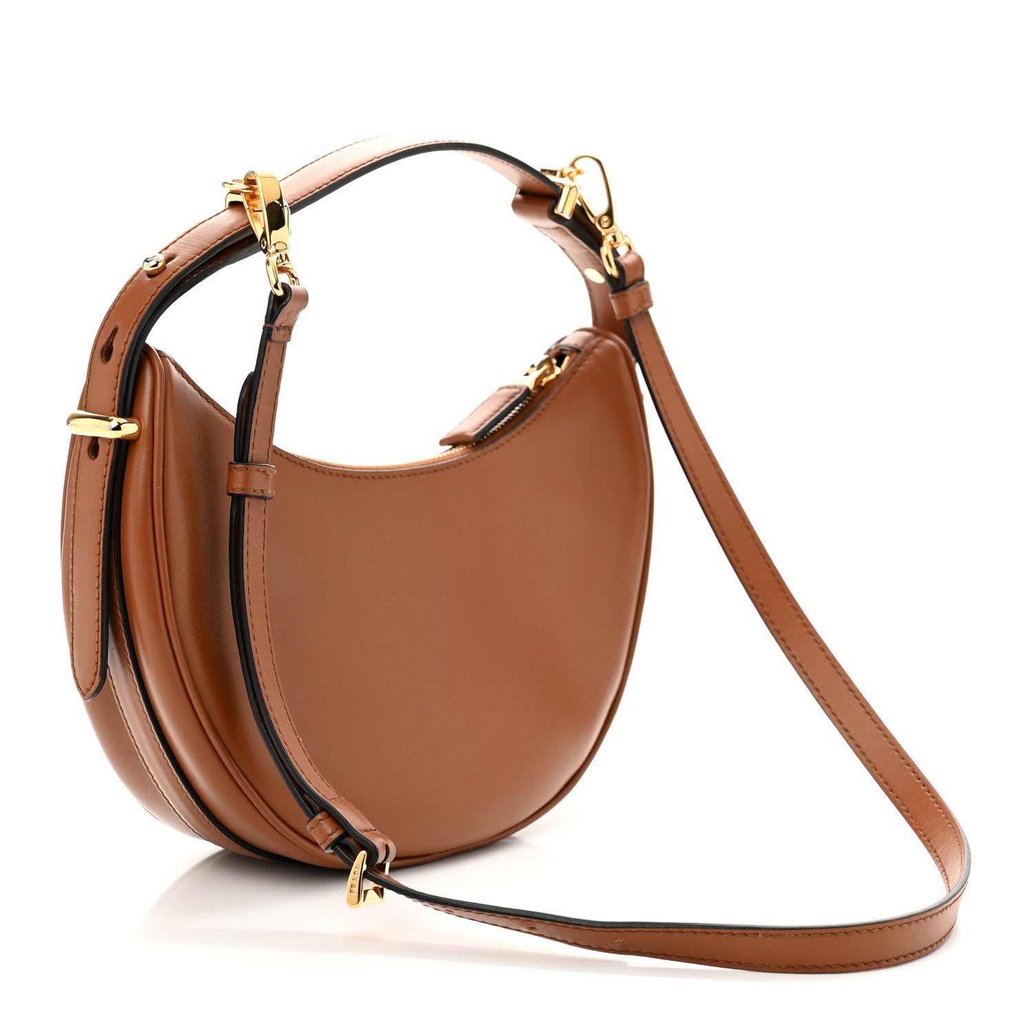 Soft Calfskin Arque Shoulder Bag Cognac
