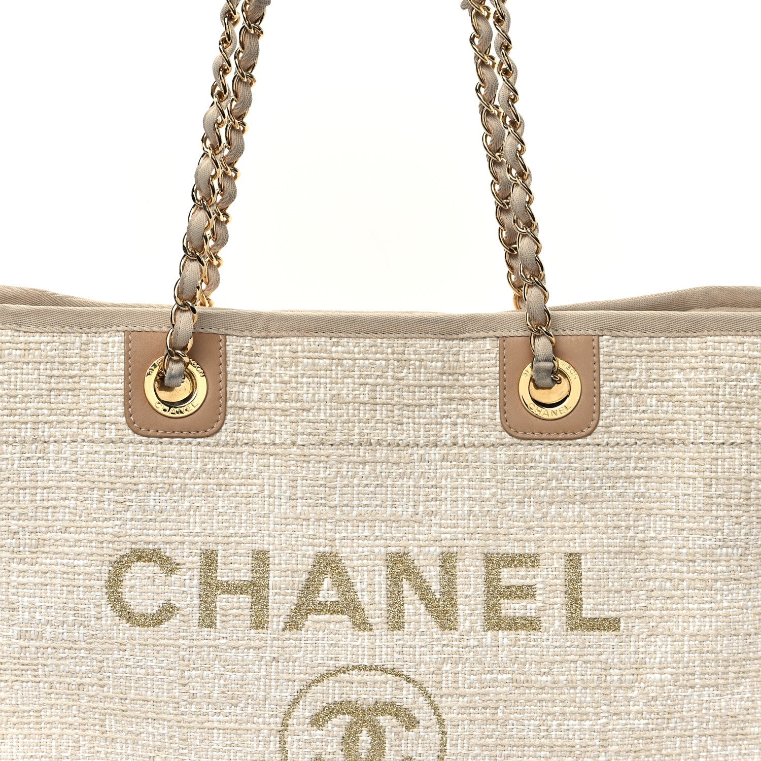 Lurex Boucle Small Deauville Tote Ivory