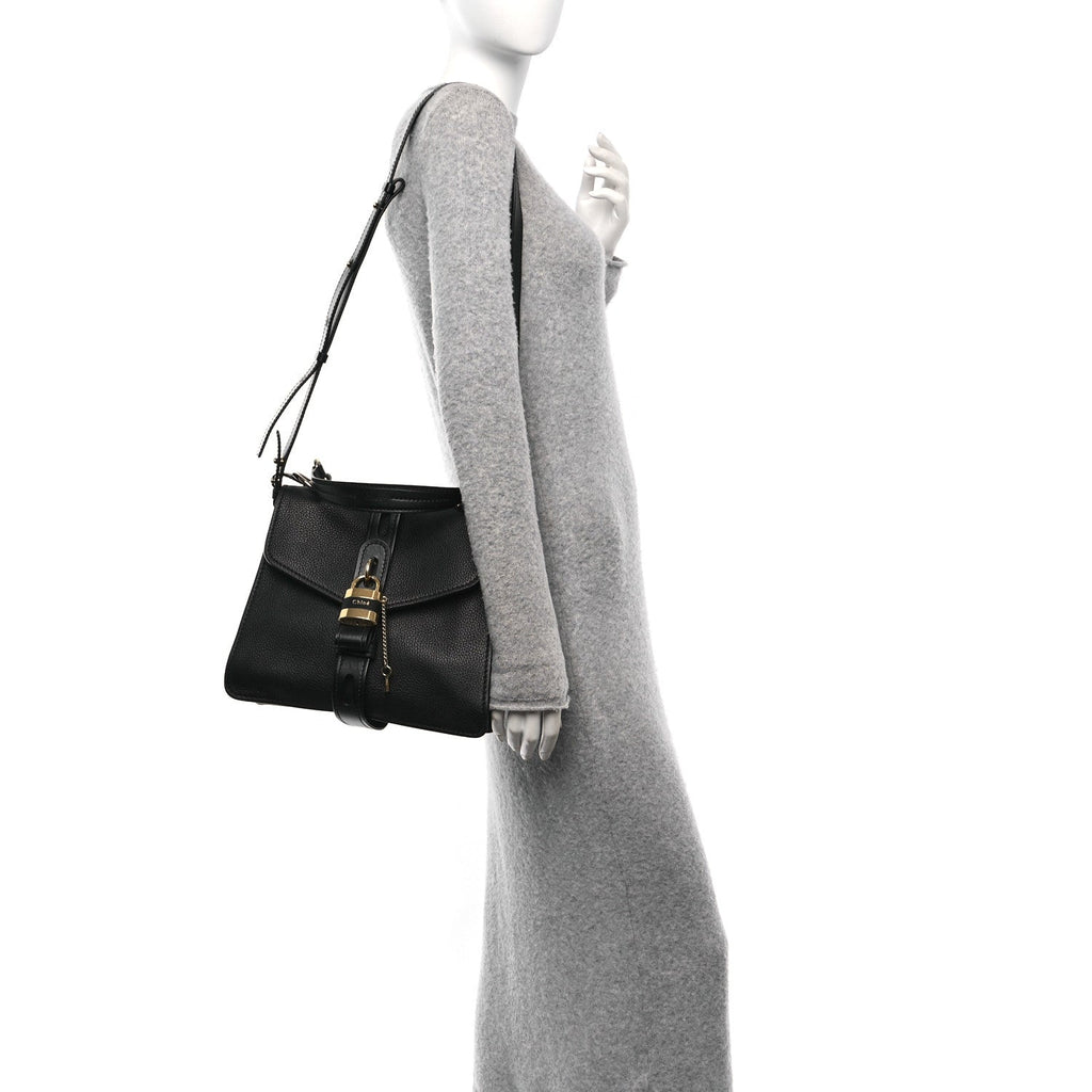 Grained Calfskin Medium Aby Day Shoulder Bag Black