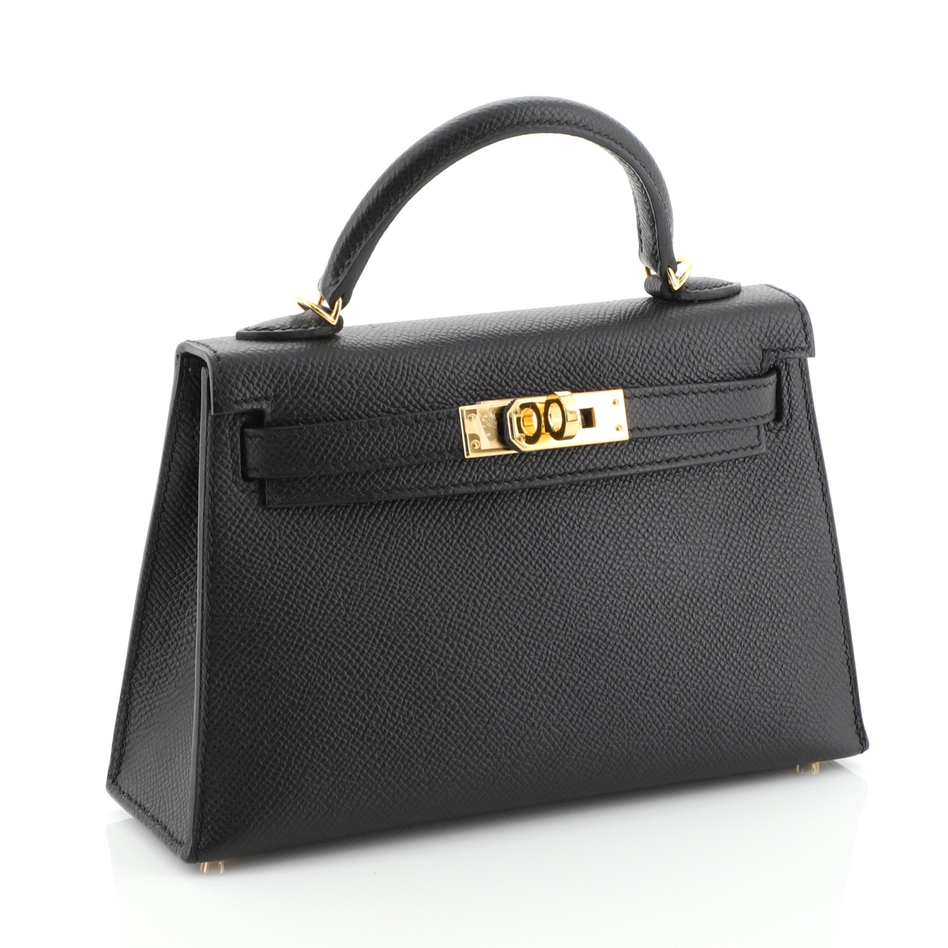 Kelly Mini II Handbag Noir Epsom with Gold Hardware 20