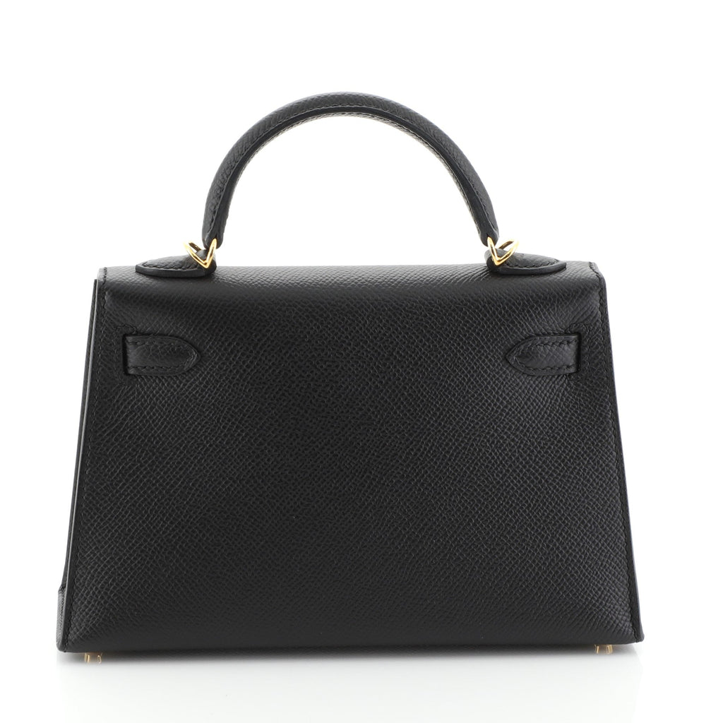 Kelly Mini II Handbag Noir Epsom with Gold Hardware 20