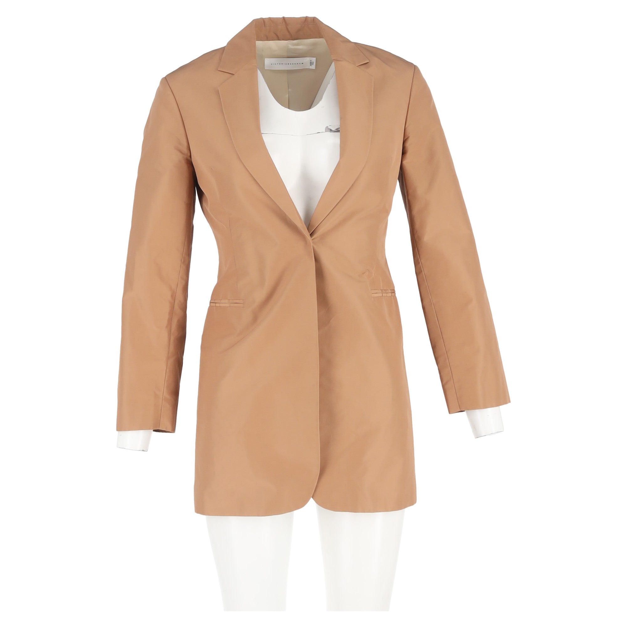 Victoria Beckham Single-Breasted Blazer in Brown Cotton