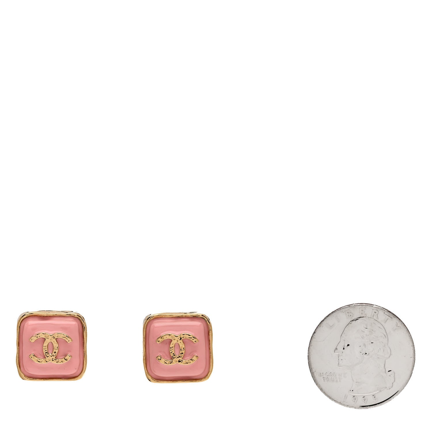 Resin CC Square Earrings Gold Pink