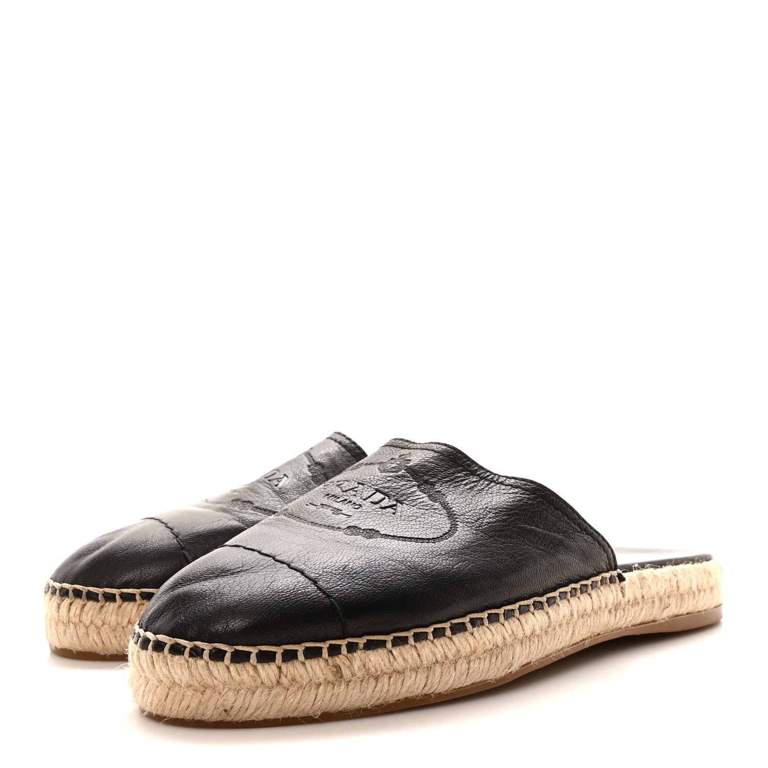 Nappa Logo Cap Toe 20mm Espadrilles Mules 40 Black