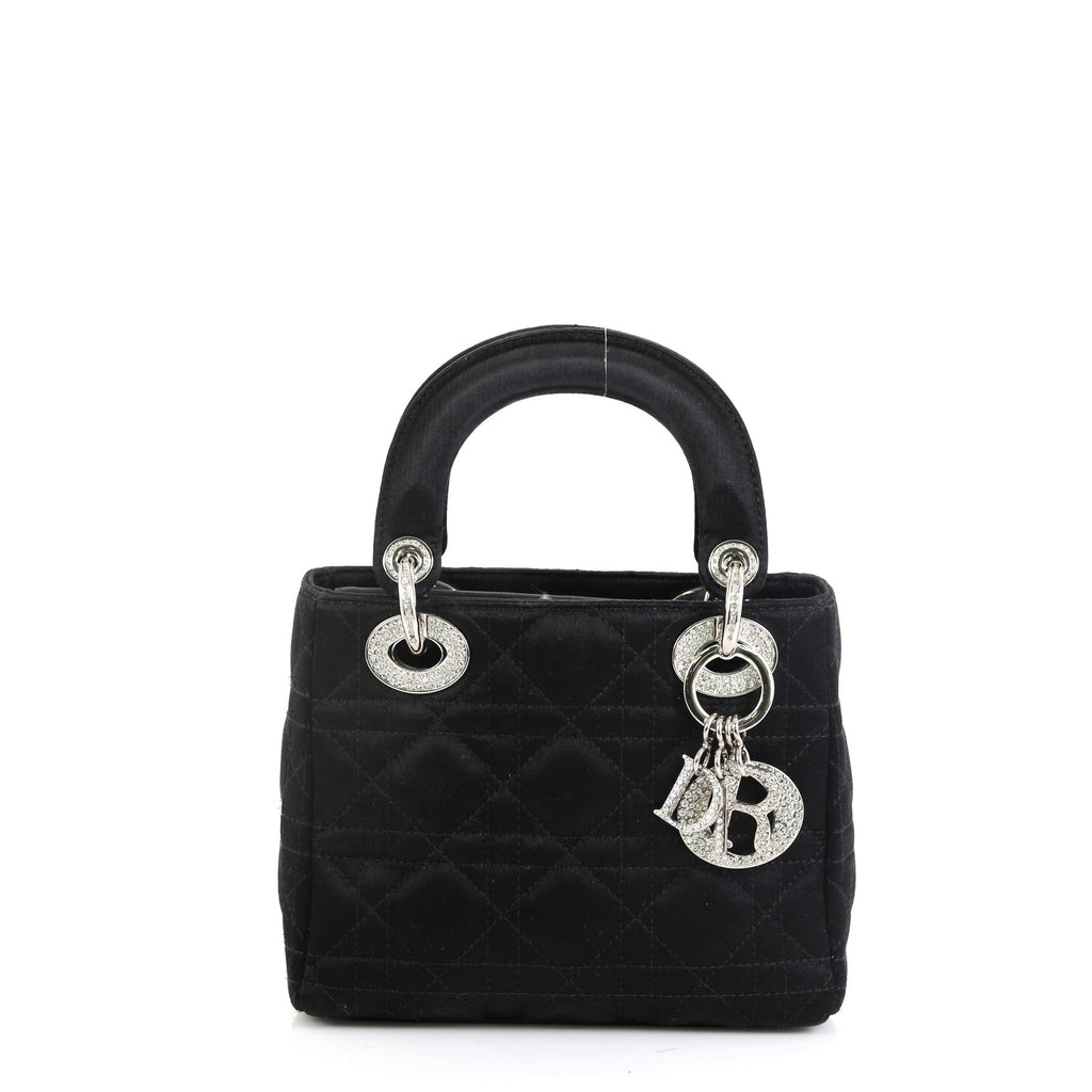 Vintage Lady Dior Bag Cannage Quilt Satin with Crystals Mini