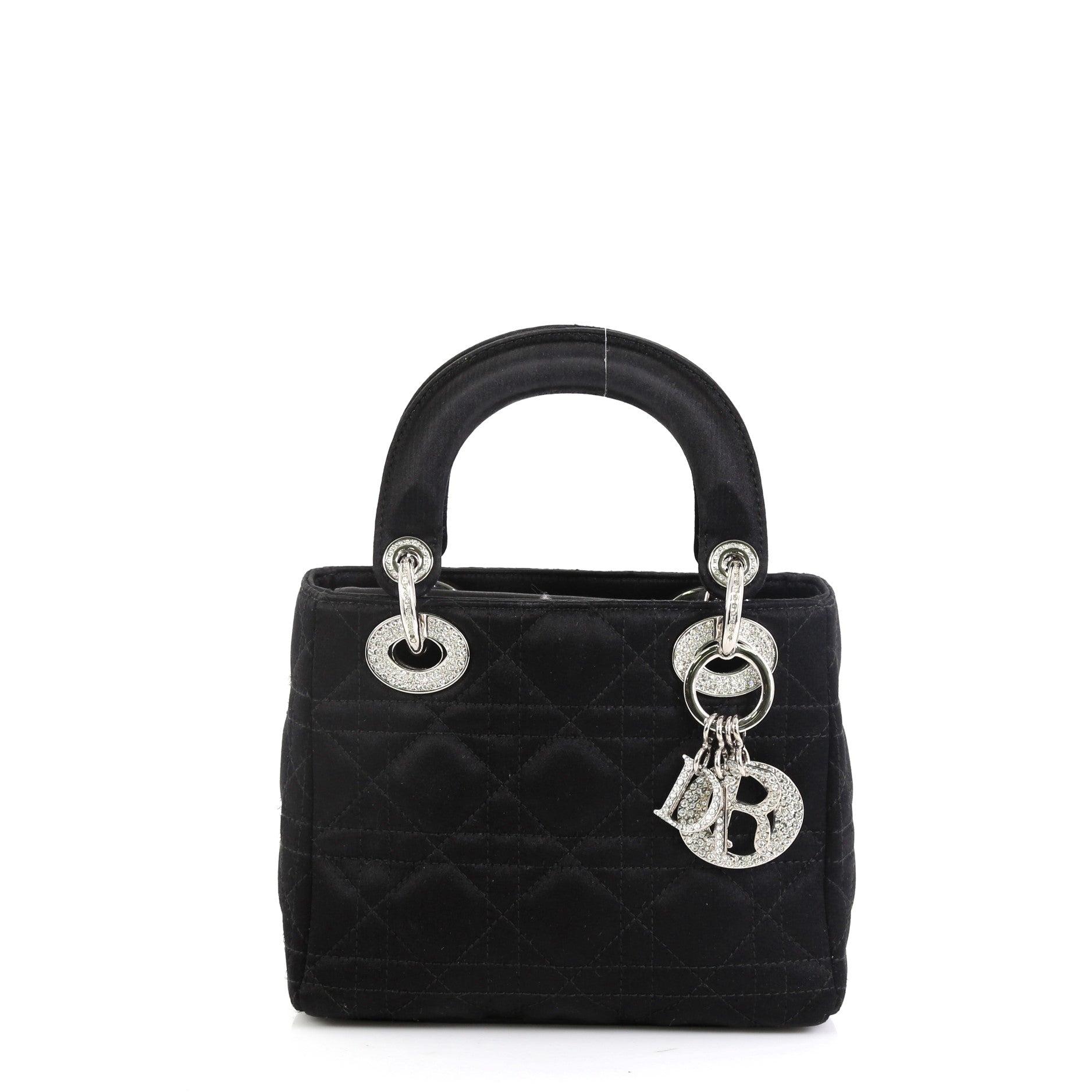 Vintage Lady Dior Bag Cannage Quilt Satin with Crystals Mini