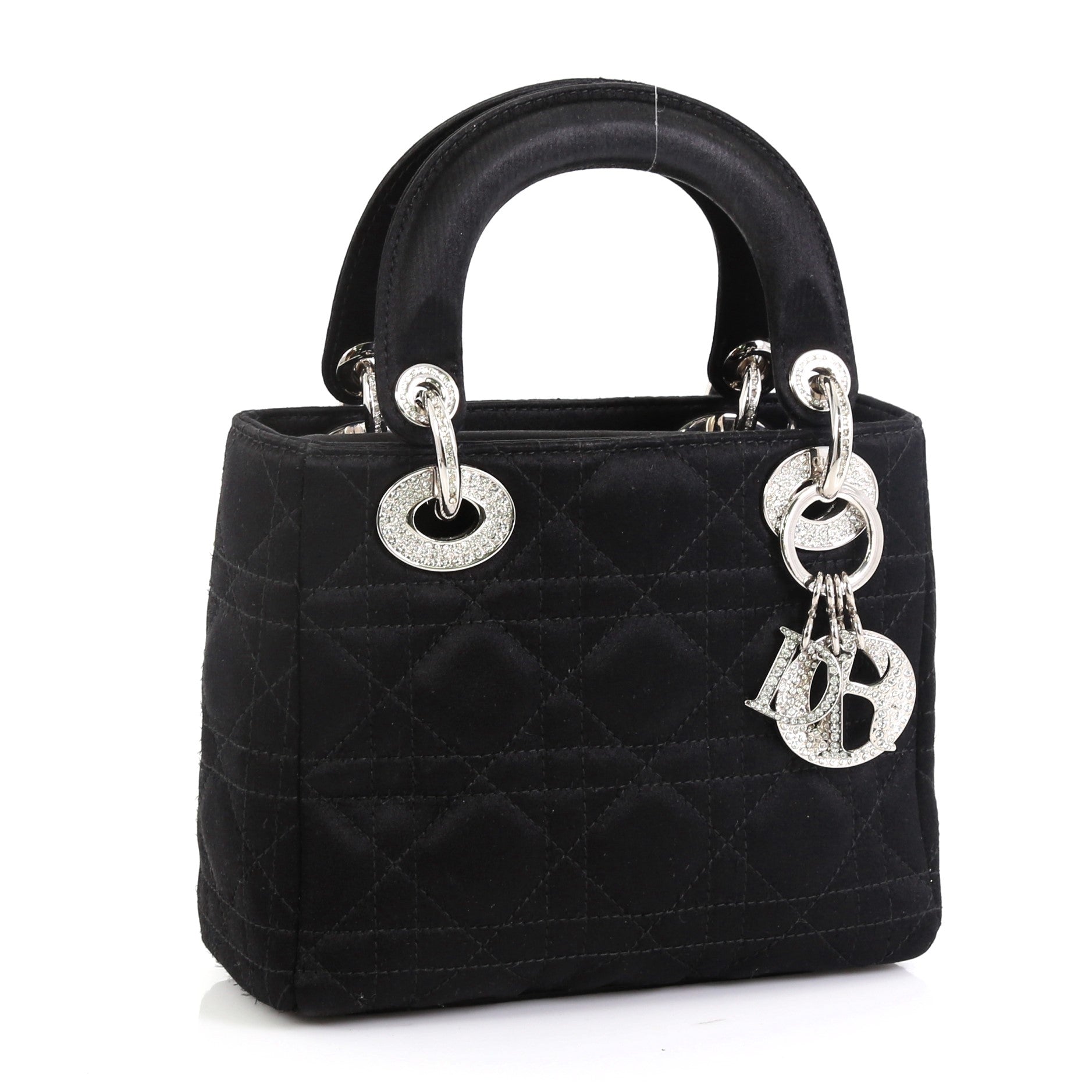 Vintage Lady Dior Bag Cannage Quilt Satin with Crystals Mini