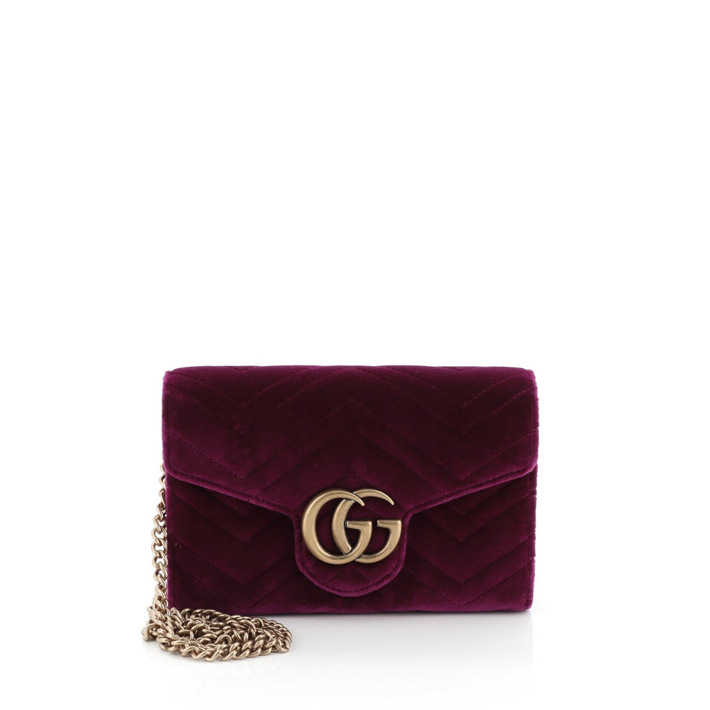 GG Marmont Chain Wallet Matelasse Velvet Mini