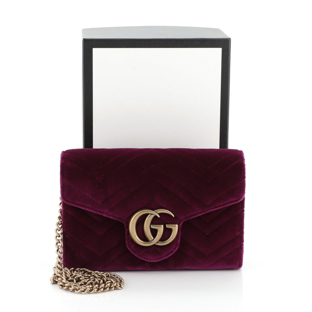GG Marmont Chain Wallet Matelasse Velvet Mini