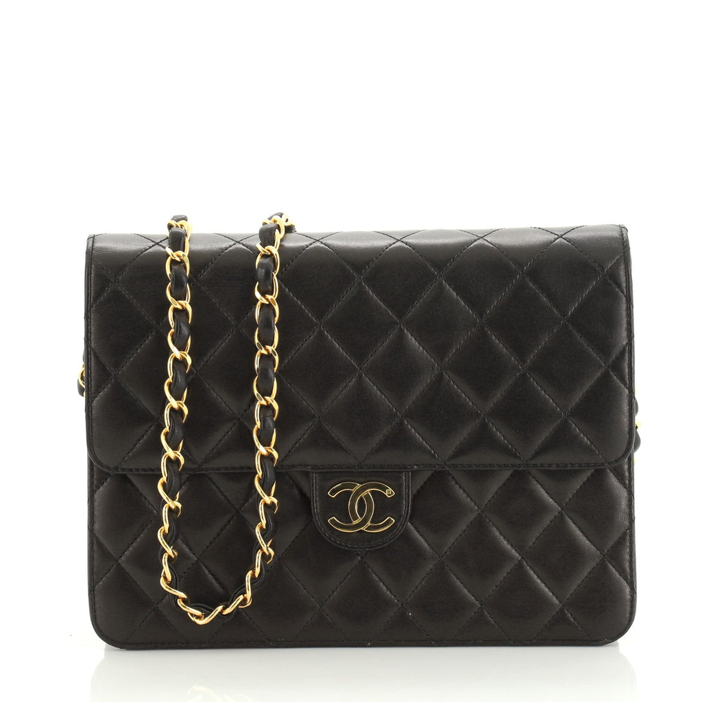 Vintage Clutch with Chain Quilted Leather Small