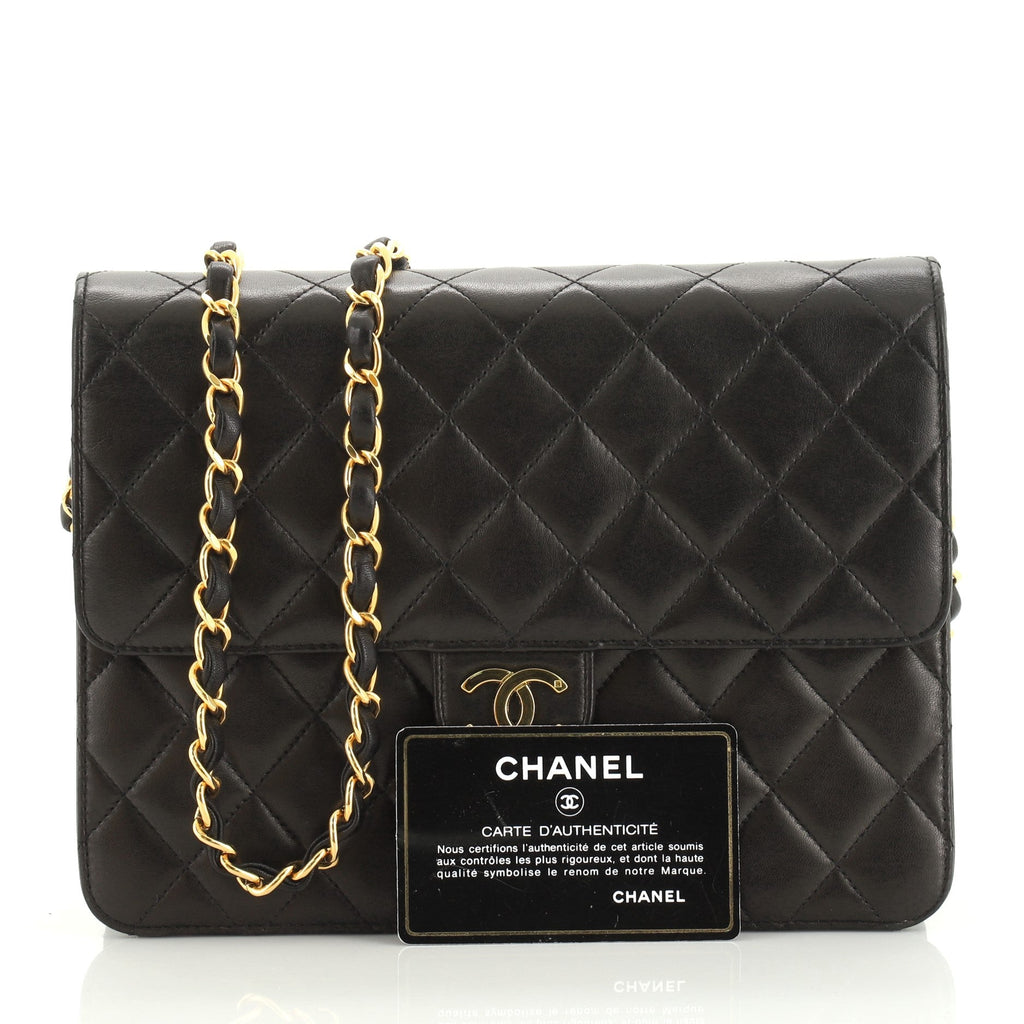 Vintage Clutch with Chain Quilted Leather Small