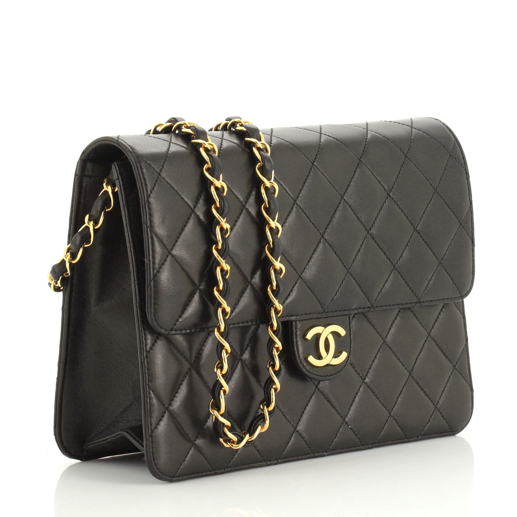 Vintage Clutch with Chain Quilted Leather Small