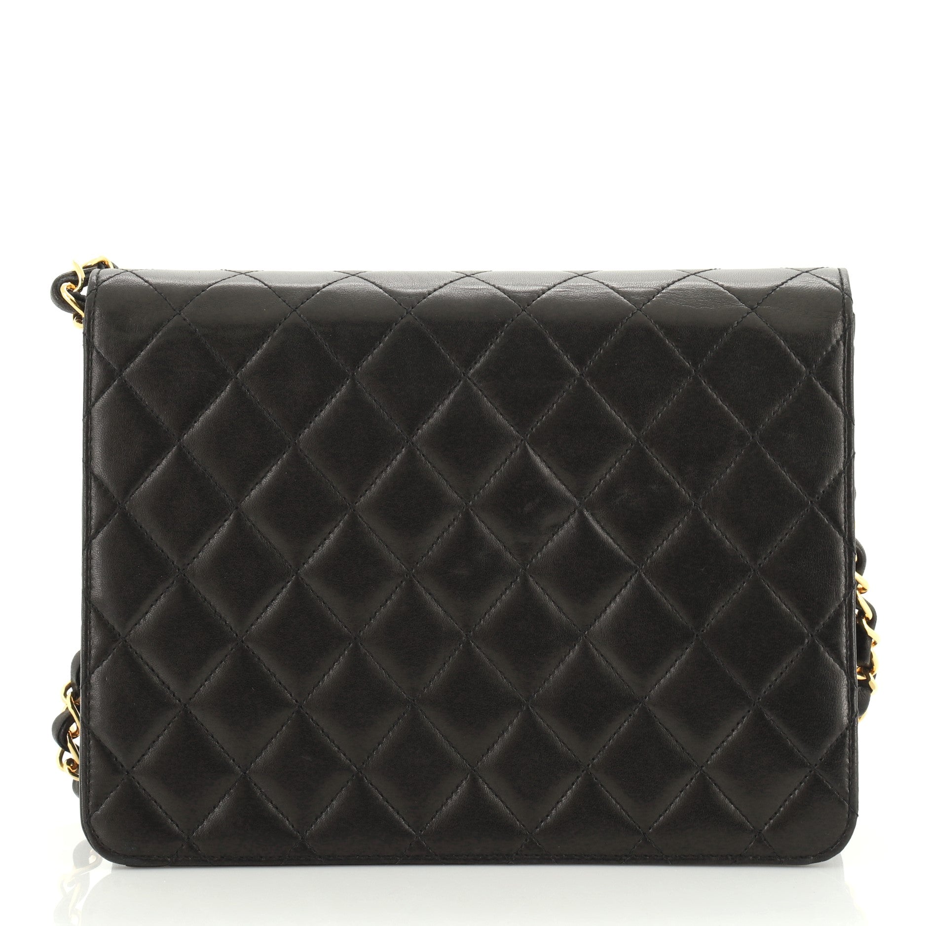 Vintage Clutch with Chain Quilted Leather Small