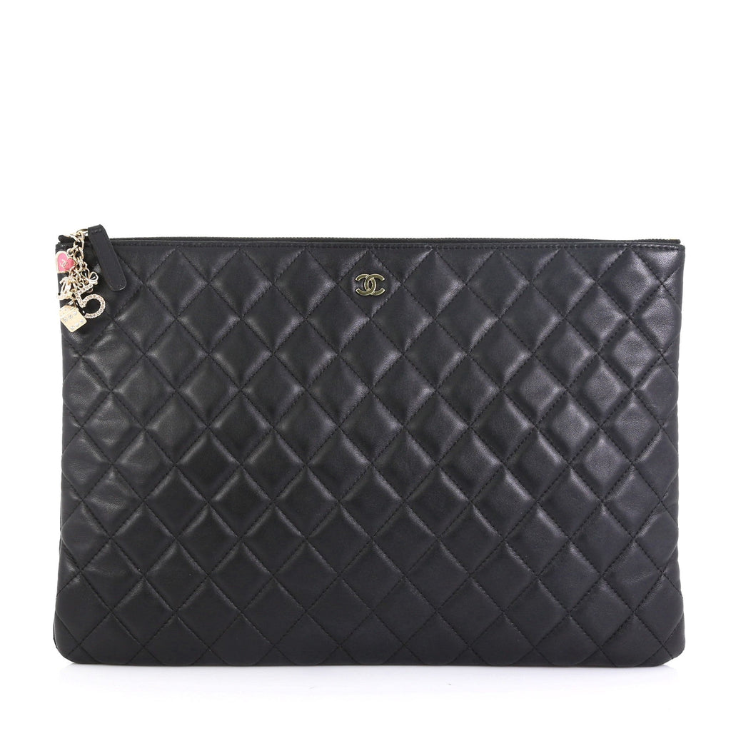 CC Casino O Case Clutch Quilted Lambskin Large