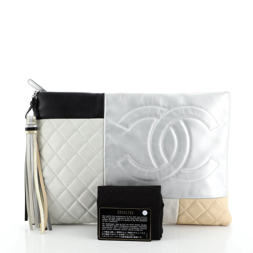 O Case Clutch Colorblock Quilted Leather Large