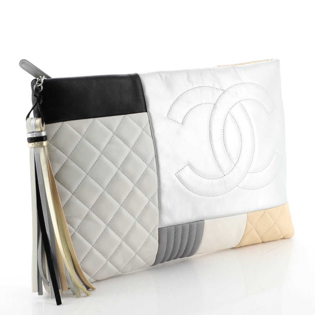 O Case Clutch Colorblock Quilted Leather Large