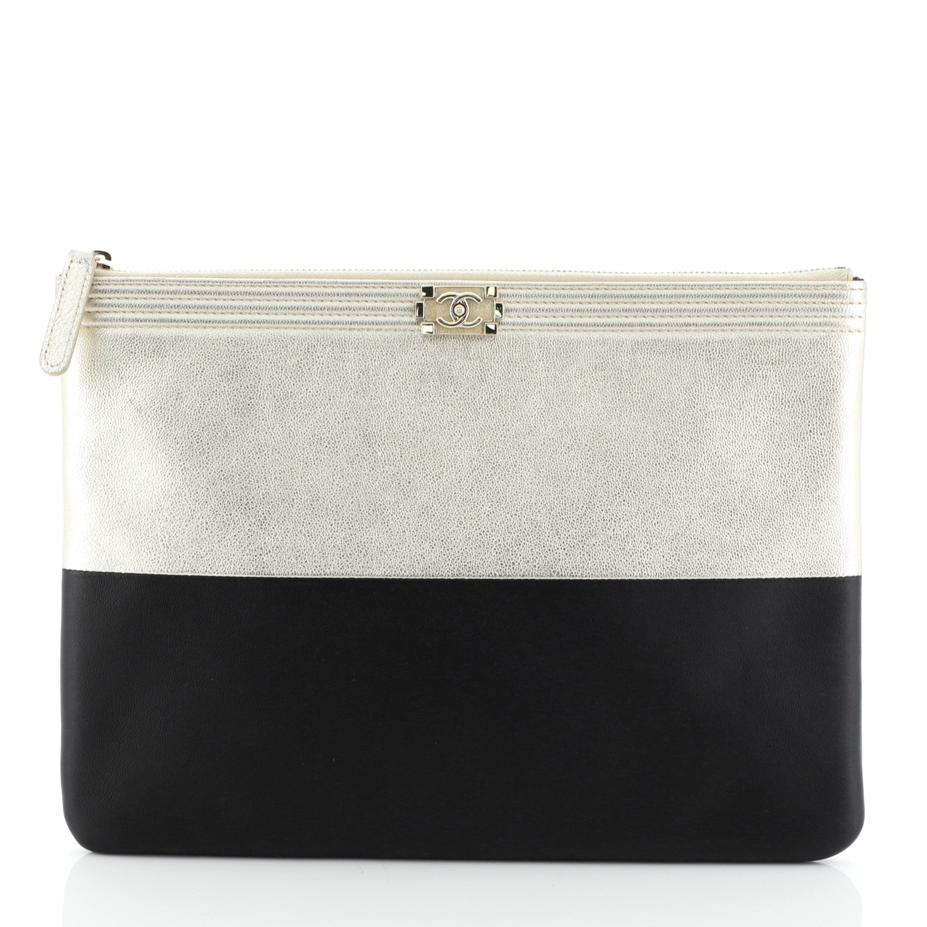 Bicolor Boy O Case Clutch Goatskin and Iridescent Calfskin Medium