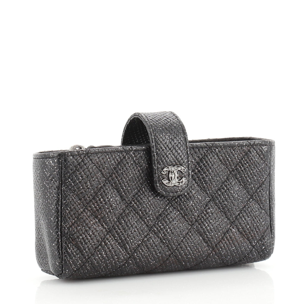 Phone Holder Clutch Quilted Glittered Calfskin Mini