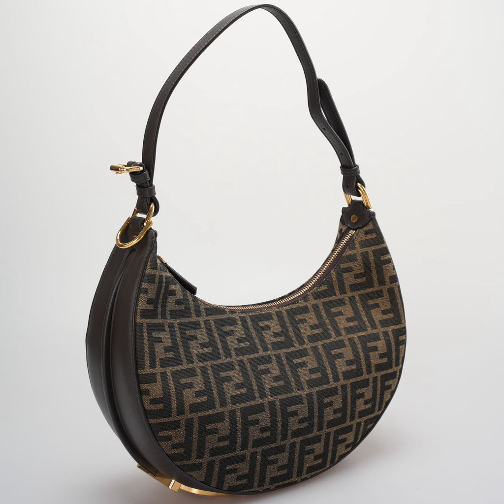 Fendi Graphy Small Brown FF Jacquard Fabric Bag