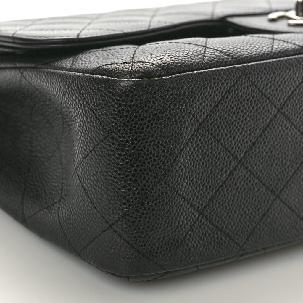 Caviar Quilted Jumbo Double Flap Black