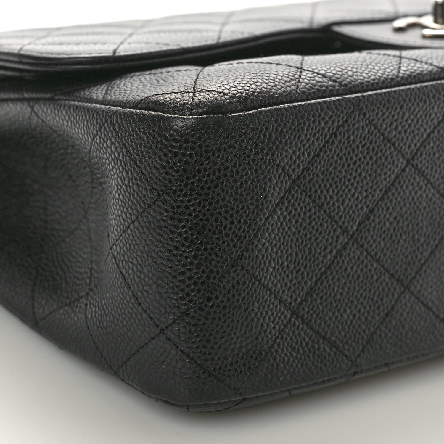 Caviar Quilted Jumbo Double Flap Black