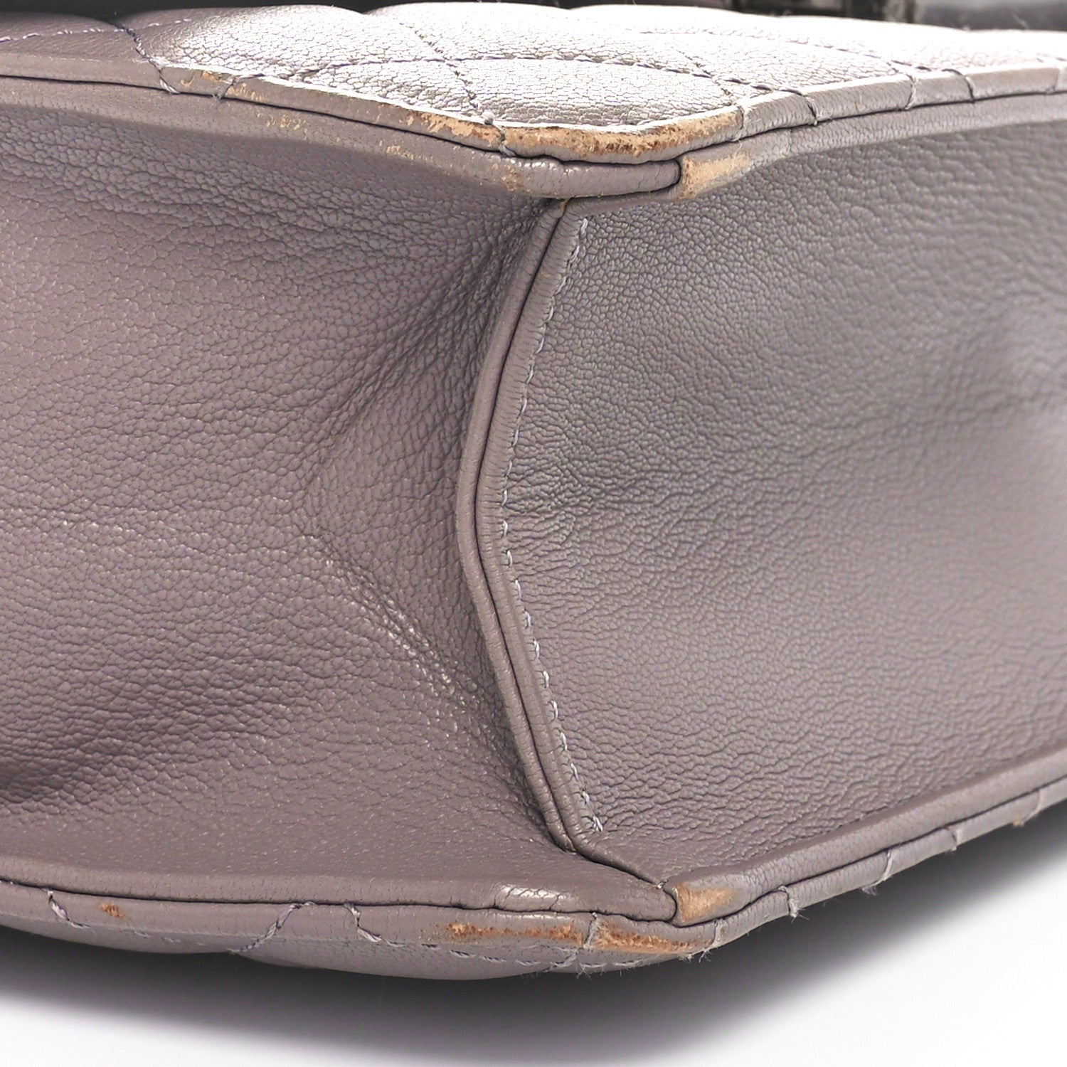 Goatskin Quilted Large CC University Top Handle Flap Grey