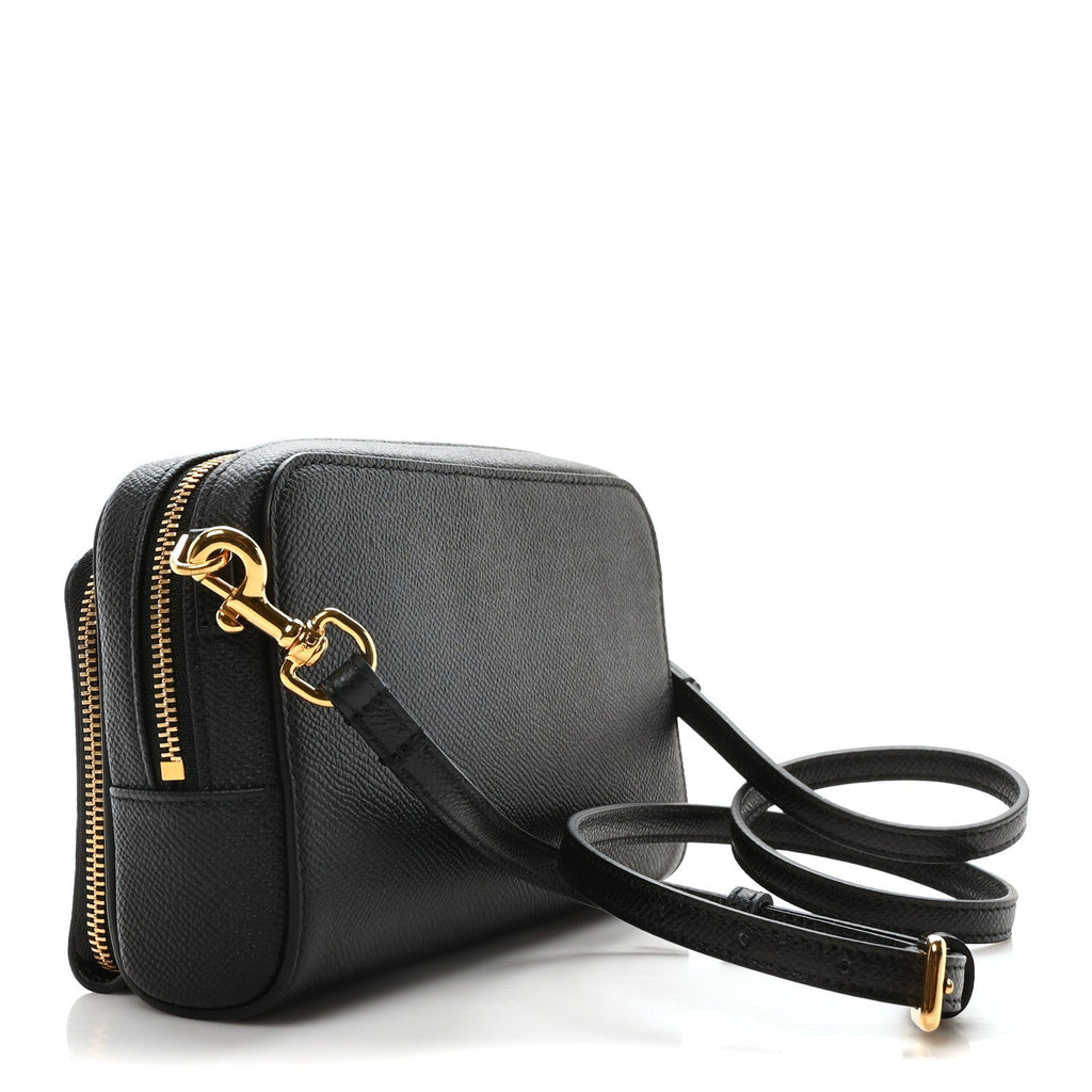 Grained Calfskin Caro Double Pouch Black
