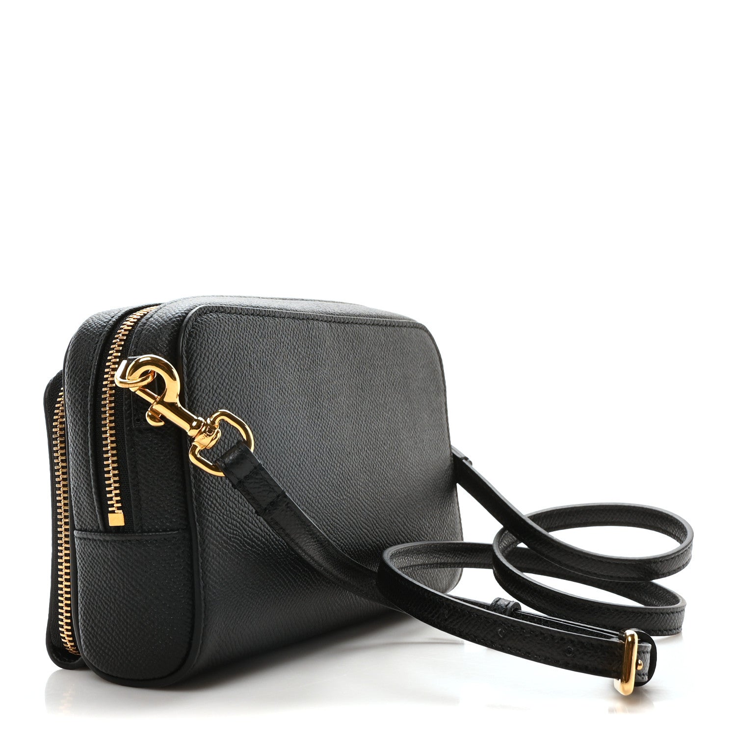 Grained Calfskin Caro Double Pouch Black