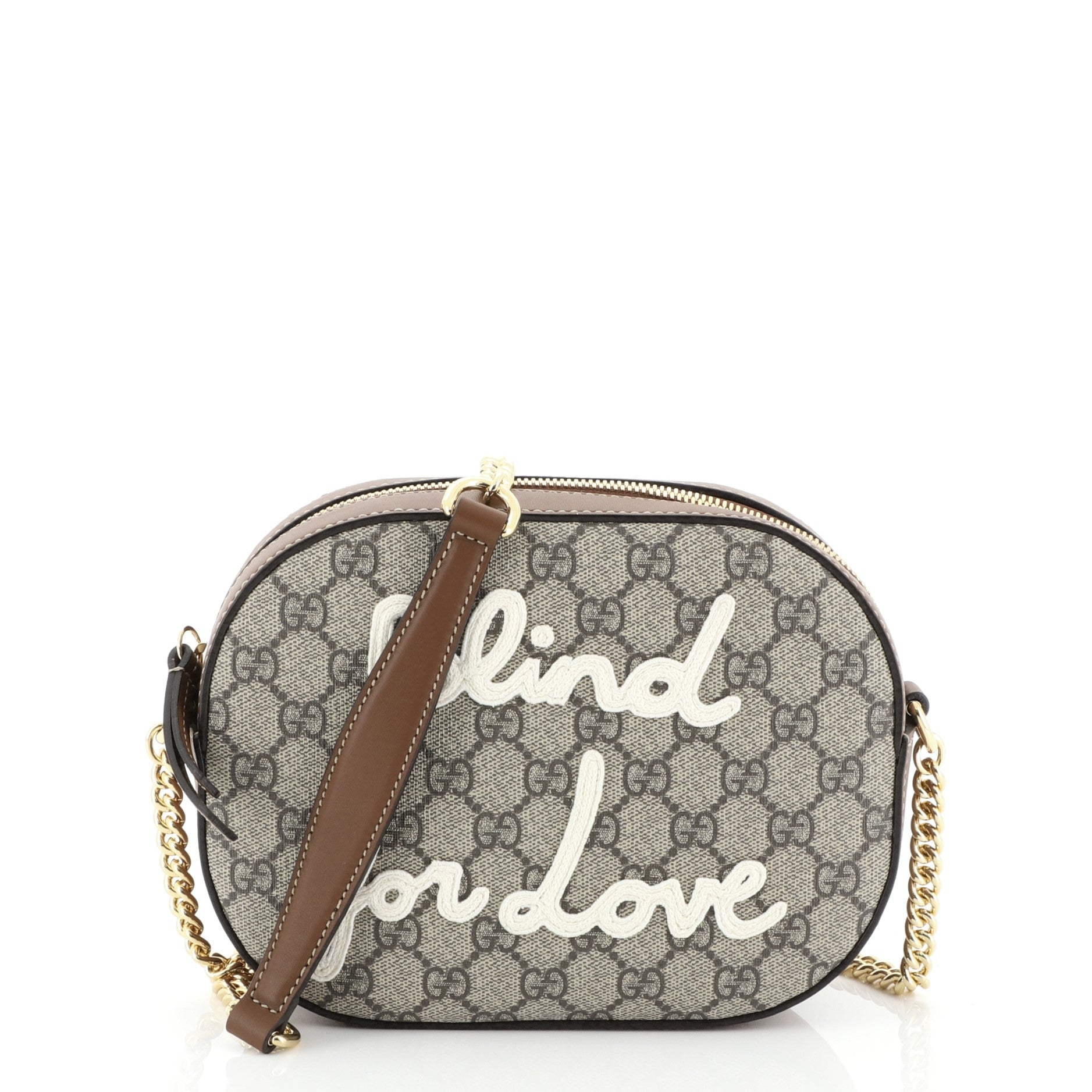 Chain Crossbody Bag Embroidered GG Coated Canvas Mini